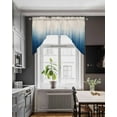 thumbnail image 4 of Blue Ombre Stripe Kitchen Curtains Swag Valance for Windows/Bathroom/Cafe, Abstract Art Modern Gradient Beige Rod Pocket Drape Panel Swag Curtain Valance for Bedroom/Living Room 55''x36'', 4 of 6