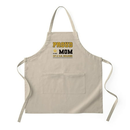 

CafePress - Proud Mom Of A Soldier Black And Gold - Kitchen Apron with Pockets Grilling Apron Baking Apron