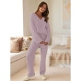thumbnail image 5 of Women'S Lounge Sets Fall Fashion 2 Piece Outfits Sweater Pajama Set Fuzzy Loungewear Matching Winter Clothes Light Purple M, 5 of 9