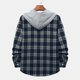 thumbnail image 3 of Men's Plaid Shirt Hooded Button Sweatshirt Men's Casual Fashion SweatshirtL, 3 of 4