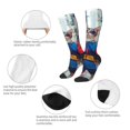 thumbnail image 6 of Daiia Sports Socks Cool Cat In Sunglasses Printed Novelty Crew Socks for Men Women Knee High Socks Cotton Socks Soft & Breathable Support Unisex Socks, 6 of 9