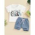 thumbnail image 2 of Suealasg 2Pcs Western Kids Boys Clothes Toddler Baby Boys Summer Beach Outfit  6M 1T 2T 3T Short Sleeve Cow Letter Print Tops and Shorts Set, 2 of 9