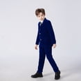 thumbnail image 2 of Wehilion Boys Velvet Blue Suits 5 Piece Slim Fit Dress Suit Set for Wedding, 2 of 8