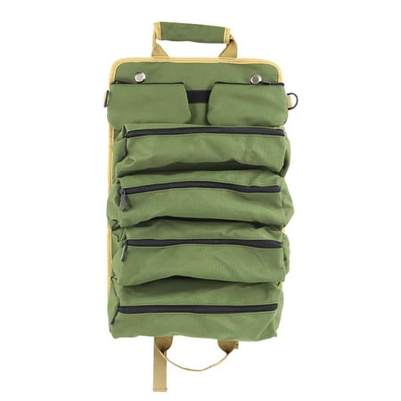 Aursykel Heavy Duty Multifunctional Canvas Tool Bag with 5 Zipper Pockets Compact Roll Up Design for Car and Motorcycle Repair Suit for Electricians and Carpenters Portable Tool StorageOrganizer