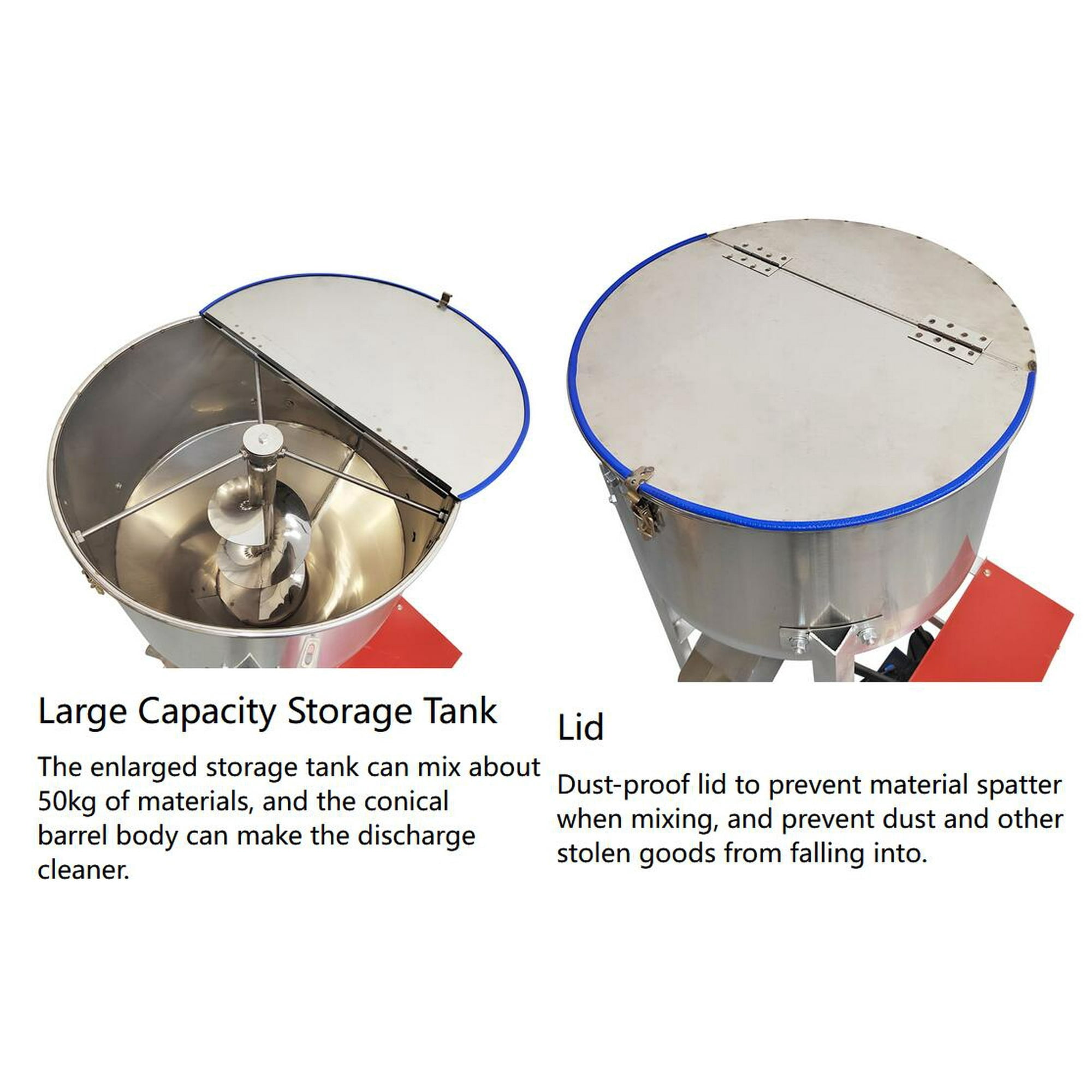 Powder Mixer Blender Feed Mixer Granular Plastic Mixer Dry Mixer Stainless Steel with Castor 110LBS