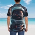 thumbnail image 4 of Gaeub Astronaut Helmet Reflections Print Men's Hawaiian Shirt,Button Down Short Sleeves Shirts,Tropical Beach Casual Button Down Shirts,3X-Large, 4 of 7