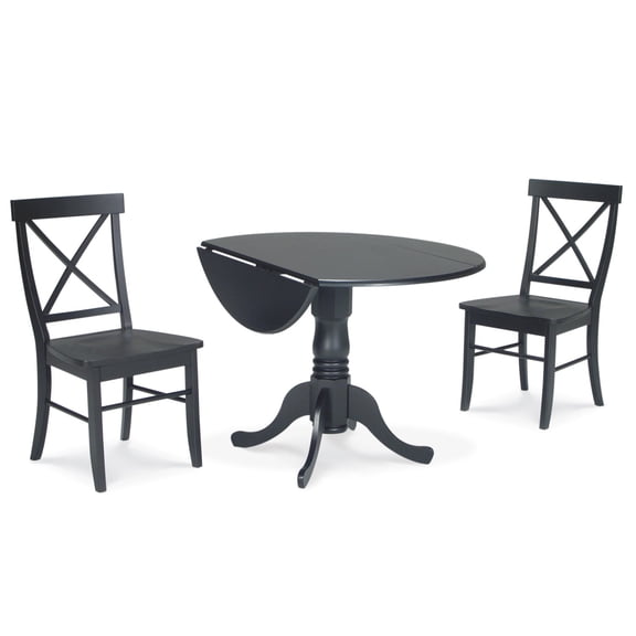 42" Dual Drop Leaf Table with 2 X-Back Chairs
