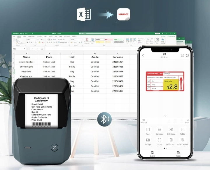 Bluetooth portable thermal label printer, commercial price tag printer