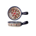 thumbnail image 1 of Bohemian Daisy Pattern Ceramic Baking Bowl with Double Handles, Oven Safe Multipurpose Tableware for Home Kitchen Baking & Daily Meals, 1 of 6