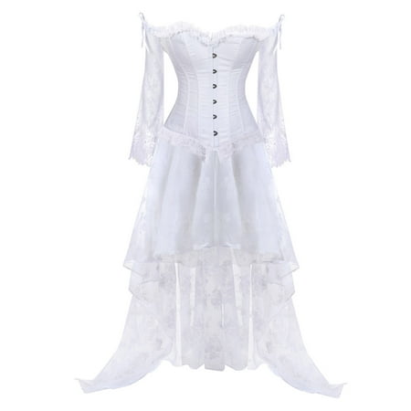 Fesfesfes Punk Skirt Cosplay Set for Women Gothic Shapewear Bustier Lingerie Corset Mesh Lace Underwear Set Sale Tops on Clearance