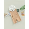 thumbnail image 3 of Cenuakty Infant Baby Summer Hood Romper, Contrast Color Short Sleeve Jumpsuit with Kangaroo Pocket for Boys Girls, 3 of 8