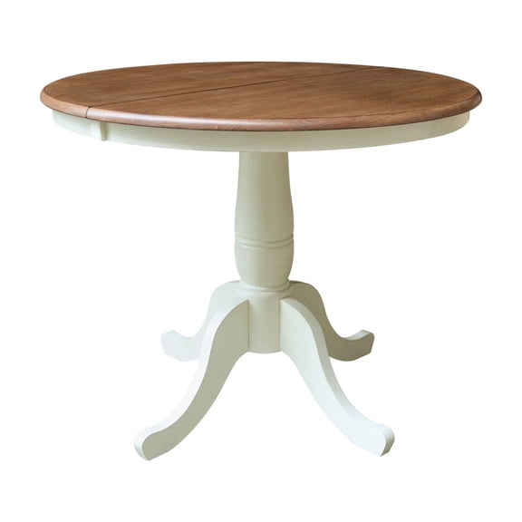 36" Round Top Pedestal Table With 12" Leaf - 28.9"H - Dining Height
