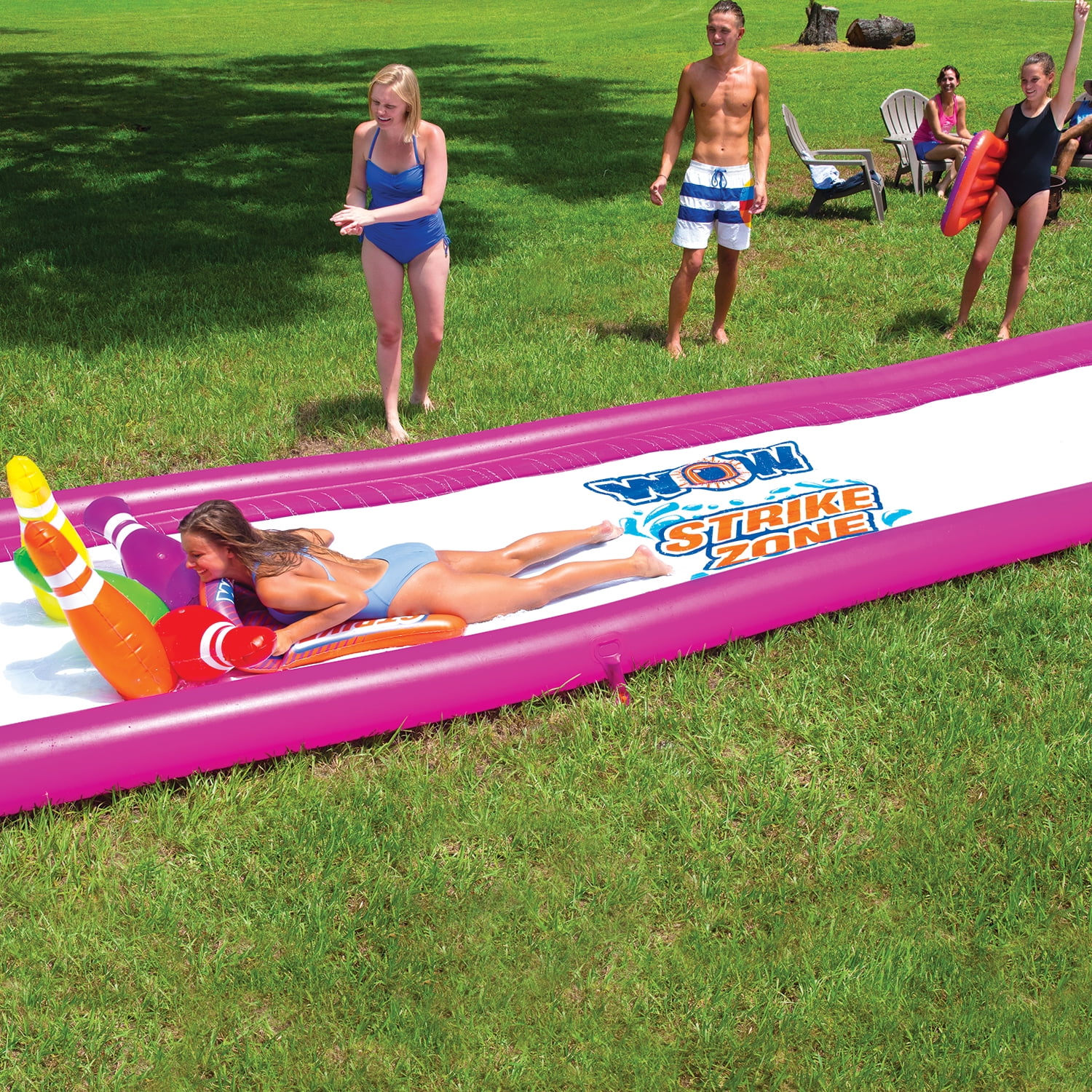 WOW Sports Strike Zone Giant 25' x 6' Backyard Water Slide with sleds