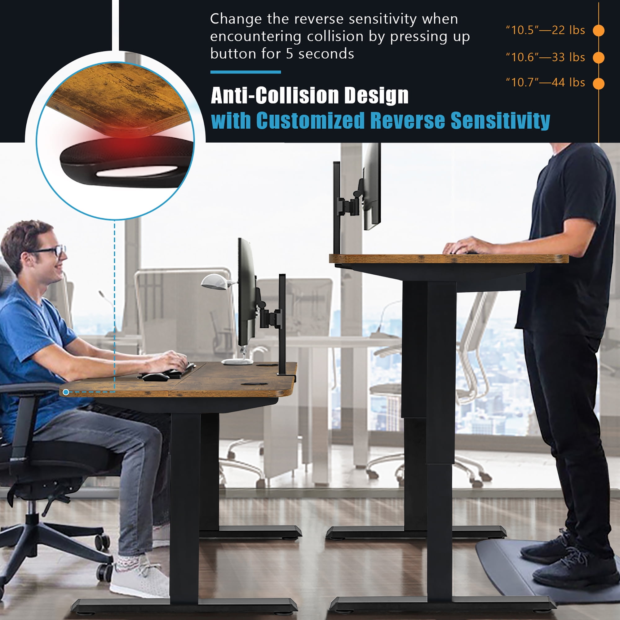 Costway 48''  Electric Standing Desk Height Adjustable w/ Control Panel & USB Port Rustic