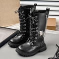 thumbnail image 2 of hopeusnice Kids High Top Boots Lace Up Closure Chunky Sole Trendy Design Durable Construction Suitable For Outdoor Adventures Daily Outings Black 34, 2 of 9