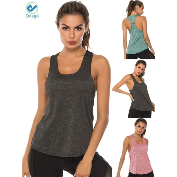 Deago Women's Vest Workout Tank Tops Sleeveless Racerback Athletic Yoga Tops Running Exercise Gym Shirts