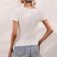 thumbnail image 7 of IROINNID Womens Fashion Square Neck Solid Color Hollow Trendy Loose Tops Blouse Knitted Sweater On Sale, 7 of 7