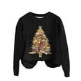 thumbnail image 4 of Women's 2025 Christmas Sweaters Funny Xmas Leopard Plaid Tree Print Long Sleeve Blouses Casual Trendy Stretch Comfy Pullover Tops, 4 of 4