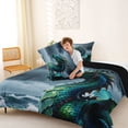 thumbnail image 4 of Metsweet Green Dragon Full Size Comforter Sets 3-Piece, Ocean Wildlife Bedding Comforter Set, Teal Green Gray,Black Reversible,1 Comforter and 2 Pillowcases, 4 of 6