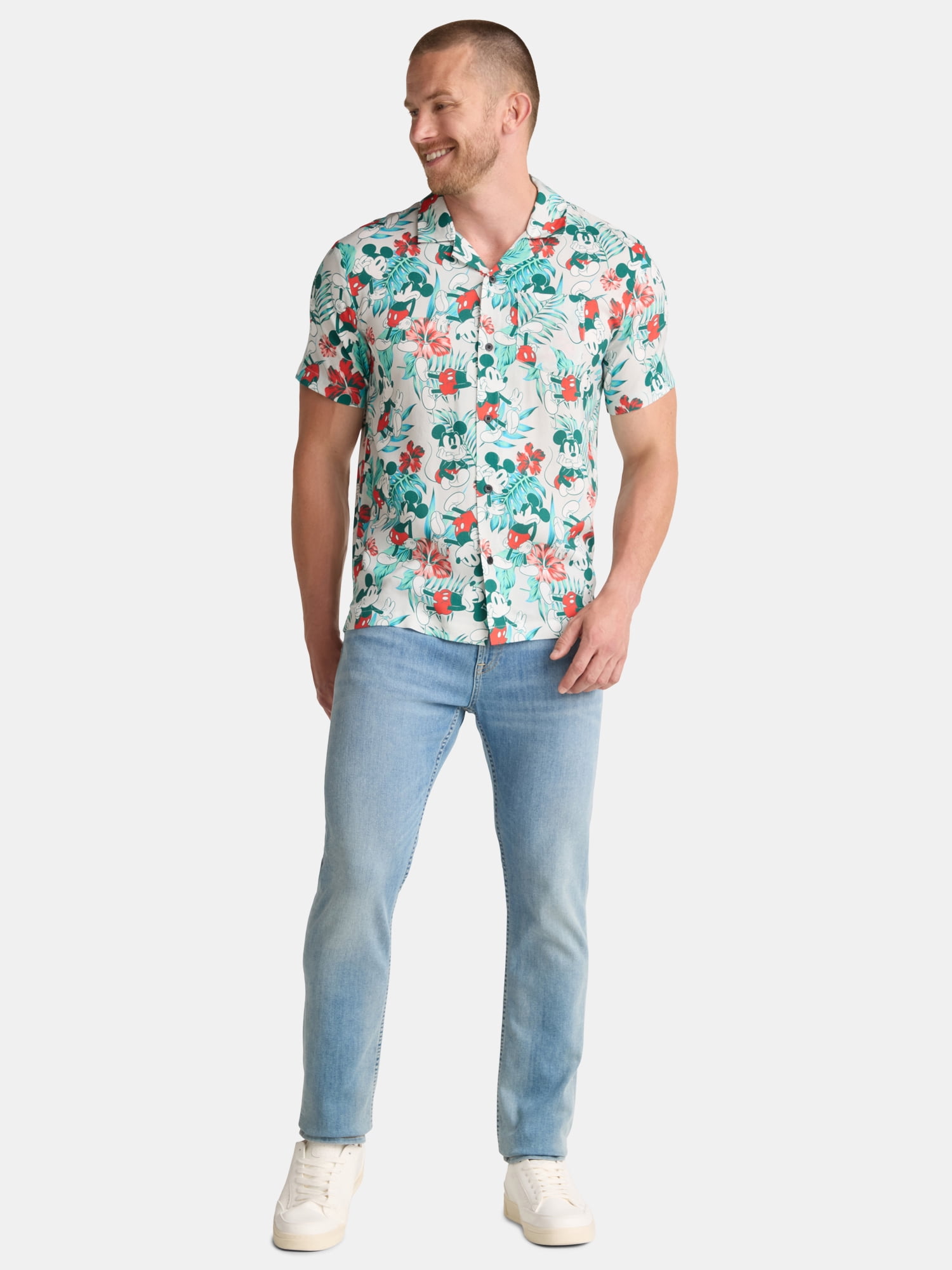 Mickey Mouse Men's and Big Men's Madness Graphic Button Up Shirt, Sizes S-3XL