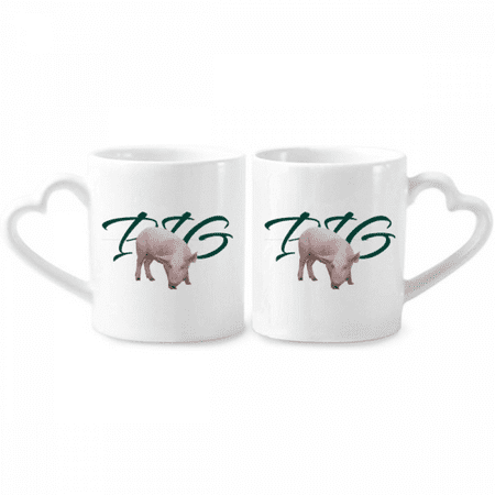 

Pork Food Varieties Art Deco Fashion Couple Porcelain Mug Set Cerac Lover Cup Heart Handle
