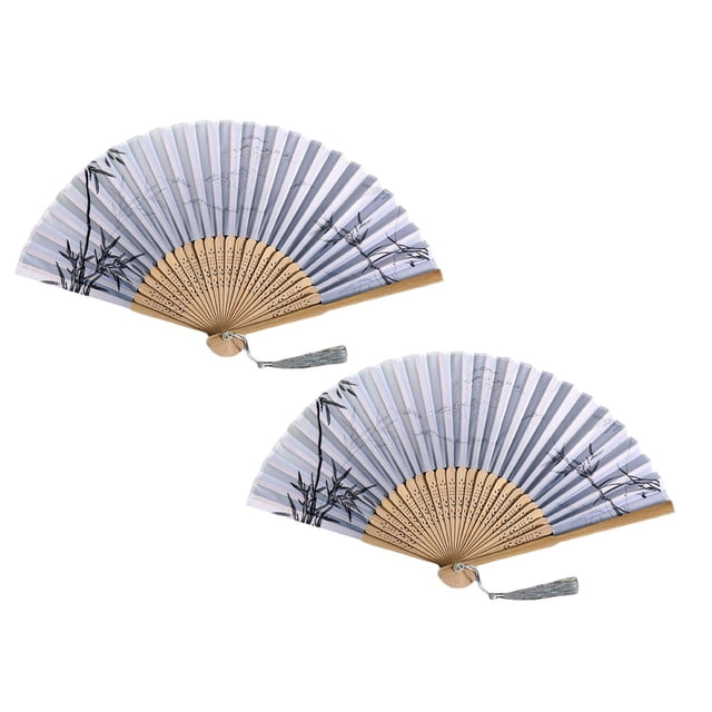 Handheld Folding Fan - Floral Print Silk Fabric with Bamboo Ribs, Compact Foldable Design for Wedding, Dance, Summer Cooling, Traditional Chinese Style Decorative Fan with Tassel, Gift