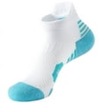 thumbnail image 1 of Nvzi 3 pares de calcetines invisibles de corte bajo hasta el tobillo, antideslizantes, para correr, deportivos, novedosos, casuales, con forro invisible, azules, S (talla: 35-39), 1 of 2