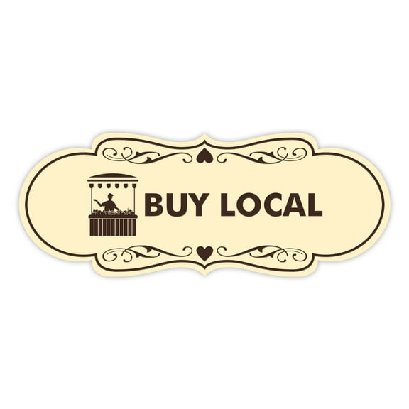 Designer Buy Local Sign (Ivory/Dark Brown) - Large