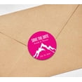 thumbnail image 3 of Darling Souvenir Round 45 Pcs Snowy Mountain Save The Date Stickers Personalized Bride Groom Names And Date Envelope Seals - Fuchsia Pink, 3 of 4