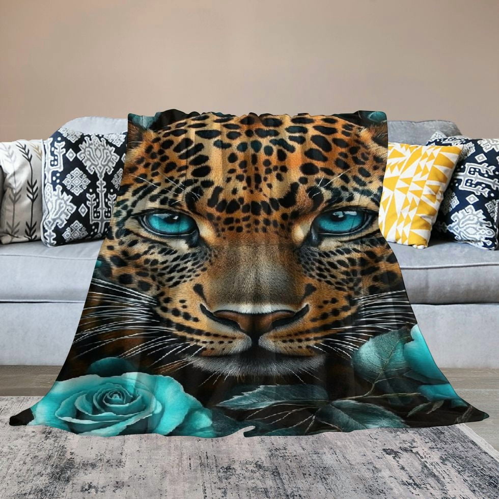 BCIIG Cheetah Throw Blanket Teal Turquoise Rose Blanket for Men