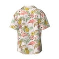 thumbnail image 2 of Easygdp Tropical Pink Flamingo Pineapple Men's Casual Short-sleeved Shirt with Pocket and Button Suitable for Beach Vacation Leisure - Large, 2 of 7