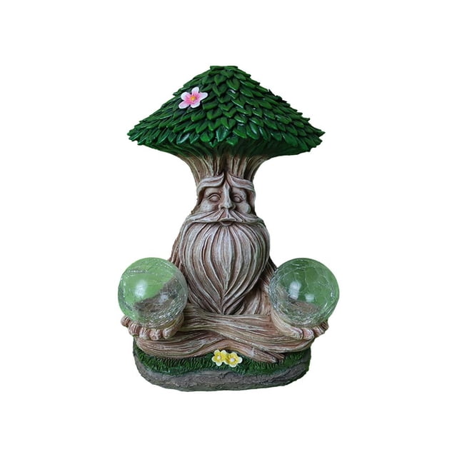 Inteprter Luz solar Viejo hombre Cara Árbol Treant Resina Energía solar Ahorro de energía Lámpara decorativa portátil Automático Lindo Luz divertida Jardín y Patio No.1 Inteprter HA026953-01