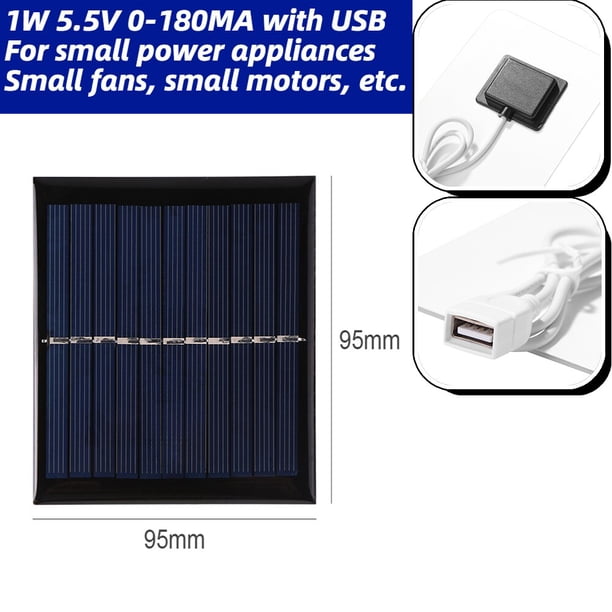 Panel de cargador solar USB 5V 2W 400mA Salida de panel solar portátil USB Sistema solar portátil al aire libre para cargadores de teléfonos móviles Tan Jianjun unisex