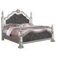 thumbnail image 1 of Elegant Metallic Gray Velvet Panel Bed with Mirror Details in Queen, 1 of 3