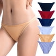 thumbnail image 1 of Women's Low-Rise String Bikinis Panties Breathable Soft Stretch Straps Bikini Briefs, M-XL, 6 Pack, 1 of 5