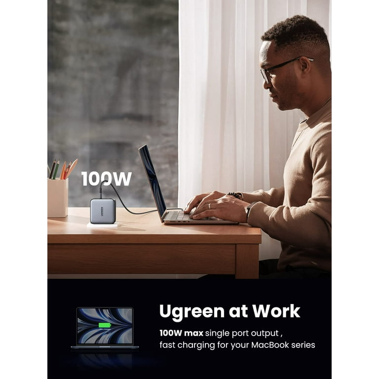UGREEN 100W 4-Port USB-C UK Mains Fast GaN MacBook/iPhone/iPad Wall Charger