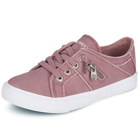 JENN ARDOR Women s Splicing Canvas Shoes Low Top Classic Slip-On Lightweight Comfort Fashion Sneakers with Lace Up Style Loafers for Walking