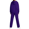thumbnail image 3 of Soyumi Soft Knit Sherpa Thermal tops and Pants Underwear Y2K Hoodie and Pants Fall Fashion Must Haves Cozy Going Out Oversized Lounge Corduroy Slouchy Textured Loungewear Lapel Casual, Dark Purple, 3 of 9