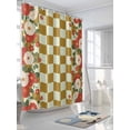 thumbnail image 3 of Shower Curtain Japanese Style Flowers Bathroom Curtains with Hooks, Waterproof Fabric Harmony Yellow Buffalo Plaid Bath Shower Curtains Set for Bathroom Bathtubs Decor 72x72 Inch, 3 of 8