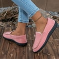 thumbnail image 5 of Viluyesy Womens Suede Loafers, Fleece Lining Round Toe Soft Sole Shallow Comfort Flats Shoes Pink US6.5, 5 of 9