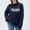 Navy, variant on Women's Funny Graphic Print Oversized Pullover - Knit Long Sleeve Shirt, Casual Comfy Loose Fit Sweater