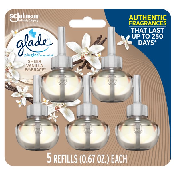 Glade PlugIns Scented Oil Refill, Sheer Vanilla Embrace, Essential Oil