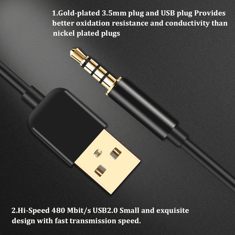 2 In 1 USB Cable 3.5mm Jack AUX Cable+USB Male Mini USB 5 Pin Charge for  Bluetooth Player Portable Speaker Date Cable Audio Wire