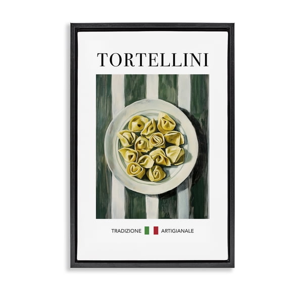 Stupell Industries Traditional Tortellini Pasta Food & Beverage Painting Black Floater Framed Canvas Art Print Wall Art, 17 x 25