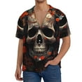 thumbnail image 1 of Fotbe Vintage Butterfly Flower Skull Camisa Estampada de Manga Corta para Hombre, Casual de Verano, Estilo Playero, Sin Arrugas-XX-Large, 1 of 5