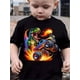 thumbnail image 1 of Camiseta informal de manga corta para niño con diseño de camión monstruo estampado en 3D, tejido de poliéster, cuello redondo, corte regular, top de verano para niño., 1 of 5