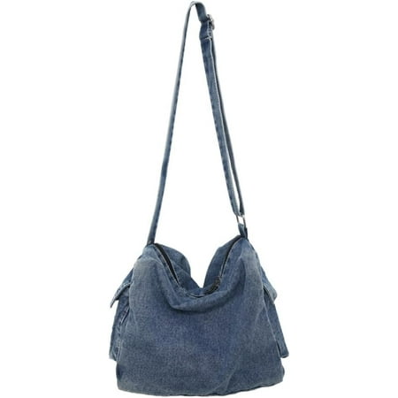XiaoBanDeng Jean Purse Denim Crossbody Bags for Women Trendy Shoulder Bags Black Messenger Bag Large Hobo Bag