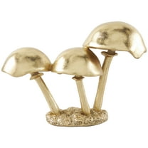 10" x 7" Gold Polystone Metallic Mushroom Sculpture with Textured Base, by DecMode