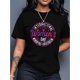 thumbnail image 1 of Women's Day Round Frame Colorful Letter Print Black Women's Casual Fashion Top Round Neck Short Sleeve T-Shirt, 1 of 7