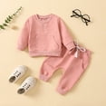 thumbnail image 2 of Generic Toddler Boys Girls Pullover Tops Fall Winter Long Sleeve Solid Colour Prints Tops Sweatshirt Pants 2PCS Outfits Clothes Set for Babys Clothes（2-3 Years Red）, 2 of 8